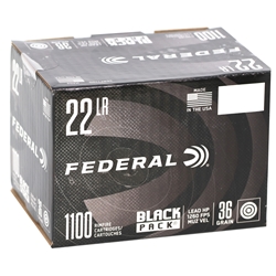 Federal AmmunitionFederal Black Pack 22 Long Rifle Ammo 36 Grain Lead Hollow Point 1100 Rounds