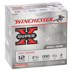 Winchester Super-X High Brass 12 Gauge Ammo 2-3/4" 1-1/4 oz #2 Shot 250 Rounds
