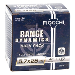 Fiocchi Range Dynamics 5.7x28mm Ammo 40 Grain Full Metal Jacket