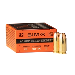 sim-x-defensecore-45-acp-ammunition-72-grain-lead-free-hollow-point-pn4572dc||