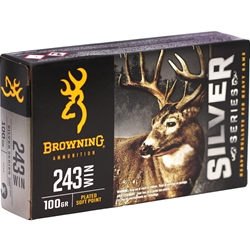 browning-silver-243-winchester-ammunition-100-grain-plated-soft-point-b192602431||