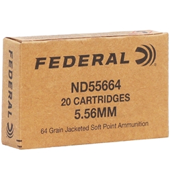 federal-law-enforcement-556-nato-ammunition-64-grain-jacketed-soft-point-nd55664||