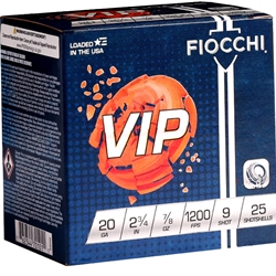 Fiocchi VIP 20 Gauge Ammo 2 3/4&amp;quot; 7/8 oz #9 Lead Shot - 20VIP9
