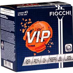Fiocchi VIP 20 Gauge Ammo 2 3/4&amp;quot; 7/8 oz #8 Lead Shot - 20VIP8