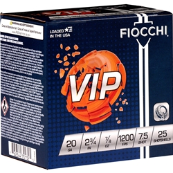 Fiocchi VIP 20 Gauge Ammo 2 3/4&amp;quot; 7/8 oz # 7 1/2 Lead Shot - 20VIP75