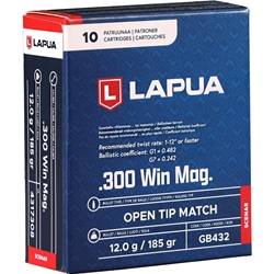 Lapua 300 Win Mag Ammo 185 Grain Open Tip Match - 4317308