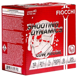 Fiocchi Shooting Dynamics 12 Gauge Ammo 2 3/4&amp;quot; 7/8 oz #8 Lead Shot - 12780Z8