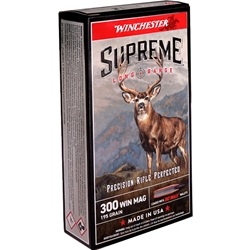 Winchester Supreme Long Range 300 Winchester Magnum Ammo 195 Grain Polymer Tip - S300BC