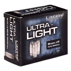 Liberty Ammunition Ultra-Light 9mm +P Ammo 50 Grain Lead Free Fragmenting Hollow Point - LA-UL-9-052