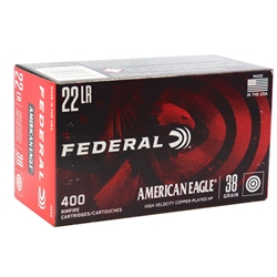 federal-american-eagle-22-long-rifle-ammo-38-grain-plated-lead-hollow-point-400-rounds-ae22||