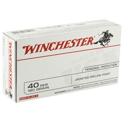 Winchester USA 40 S&W 180 Grain Jacketed Hollow Point