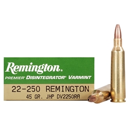 remington-premier-disintegrator-varmint-22-250-remington-45-grain-jacketed-iron-core-hollow-point-lead-free-ammunition-dv2250ra||