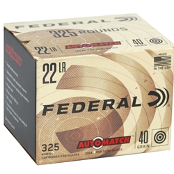 Federal AutoMatch 22 Long Rifle Ammo 40 Grain Lead Round Nose 325 Rounds