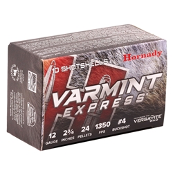 hornady-varmint-express-12-gauge-ammo-2-3-4-4-buckshot-24-pellets-86243||