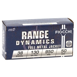 Fiocchi AmmunitionFiocchi Range Dynamics 38 Special Ammo 130 Grain Full Metal Jacket