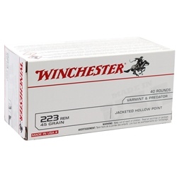 winchester-usa-ammo-223-remington-45-grain-ammo-jacketed-hollow-point-value-pack-ammunition||