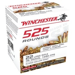 Winchester AmmunitionWinchester 22 Long Rifle 36 Grain Copper Plated Hollow Point 525 Rounds