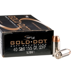 Speer Gold Dot LE Duty 40 S&W Ammo 155 Grain Jacketed Hollow Point