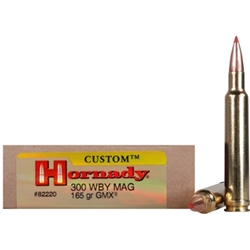 hornady-custom-300-weatherby-magnum-ammo-165-grain-gmx-boat-tail-lead-free-8220||