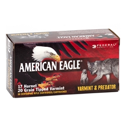 federal-american-eagle-varmint-and-predator-17-hornet-ammo-20-grain-tipped-varmint-ae17h20tvp||