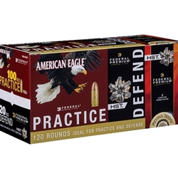 Federal American Eagle 380 ACP AUTO Ammo FMJ/HST JHP Combo Pack 120 Rounds