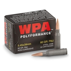 Wolf Polyformance 5.45x39mm Ammo 60 Grain FMJ Steel Case