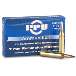 prvi-partizan-7mm-remington-magnum-140-grain-pointed-soft-point-boat-tail-pp771||