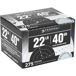 federal-22-long-rifle-ammo-40-grain-lead-round-nose-range-pack-275-rounds-729||