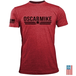 oscar-mike-logo-tee-heather-red-omred||