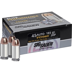 sig-sauer-45-auto-v-crown-ammo-185-grain-jacketed-hollow-point-e45ap0-20||