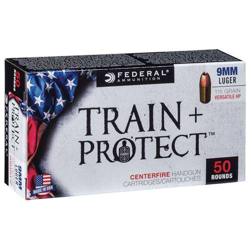 Federal Train and Protect 9mm Luger Ammo 115 Grain Versatile Hollow Point