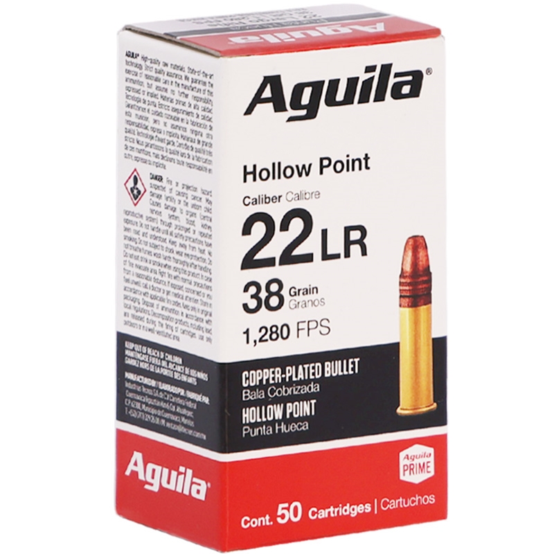 Aguila 22 Long Rifle Ammunition 38 Grain Copper Plated Hollow Point - 1B220335