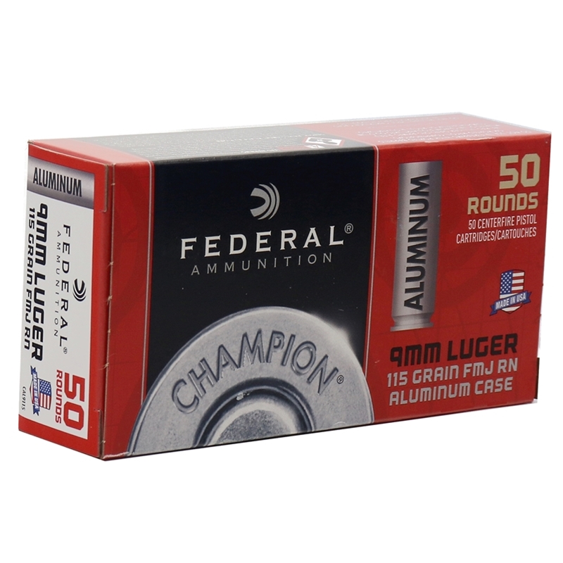 Federal Champion Aluminum 9mm Luger Ammo 115 Grain Full Metal Jacket