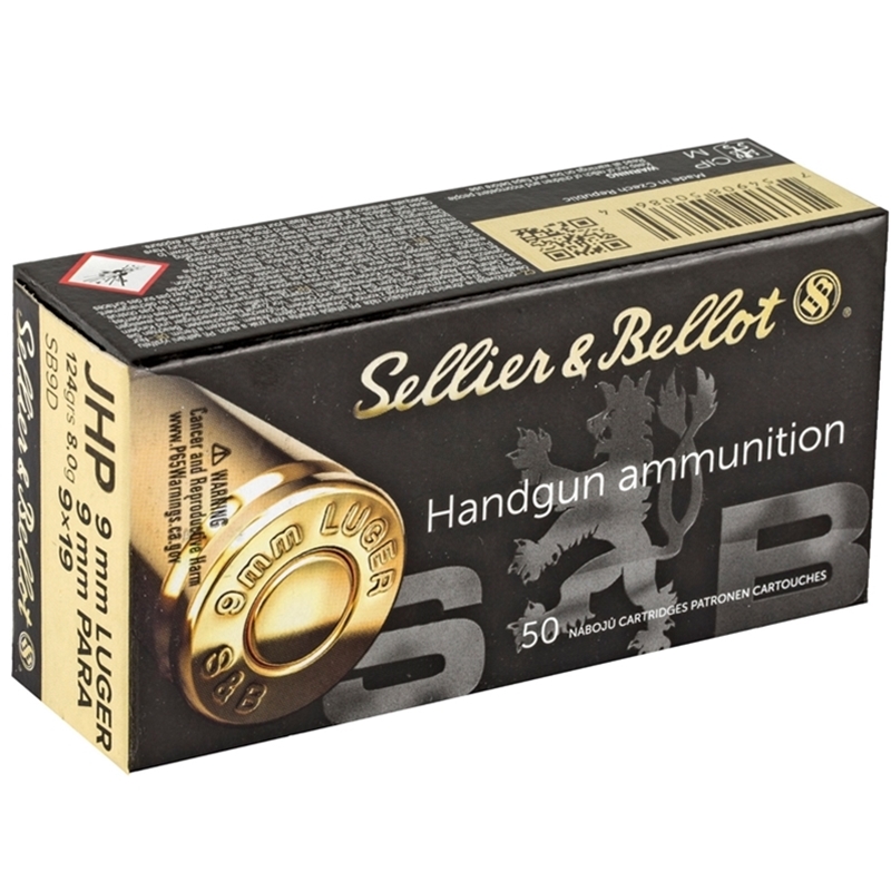 Sellier & Bellot 9mm Luger Ammo 124 Grain Jacketed Hollow Point