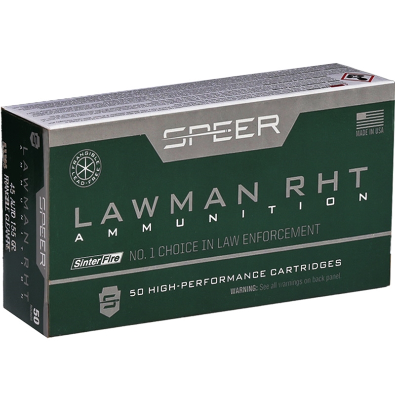 Speer Lawman Cleanfire RHT 45 ACP AUTO Ammo 155 Grain Frangible Total Metal Jacket