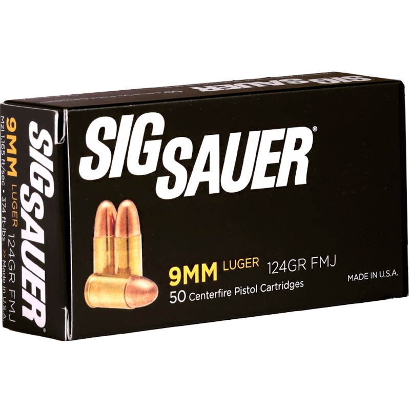 Sig Sauer Elite Performance 9mm Ammo 124 Grain Full Metal Jacket - E9MMB2-50