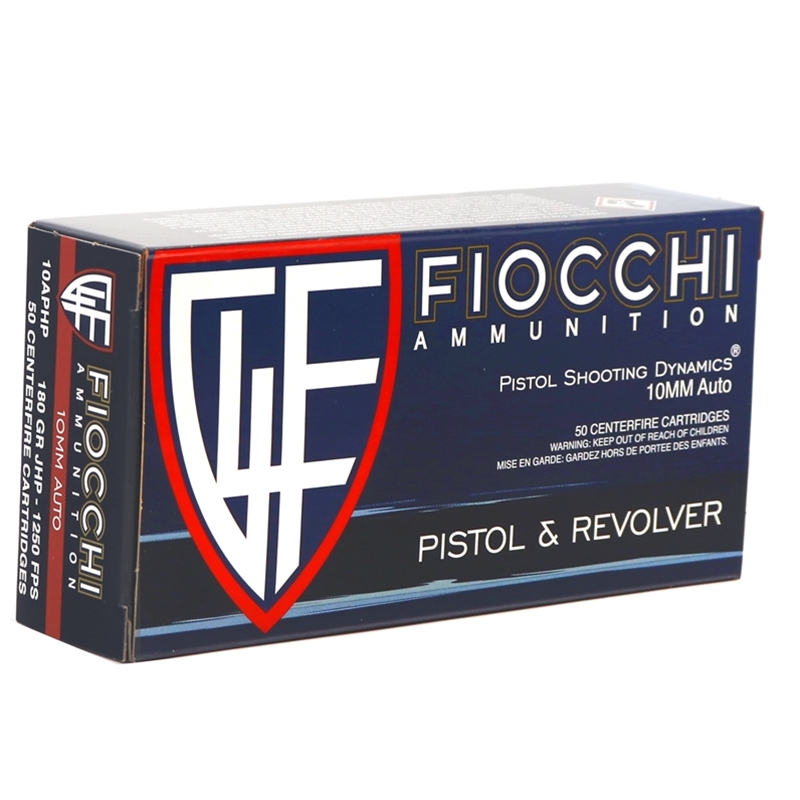 Fiocchi Shooting Dynamics 10mm AUTO Ammo 180 Grain Jacketed Hollow Point