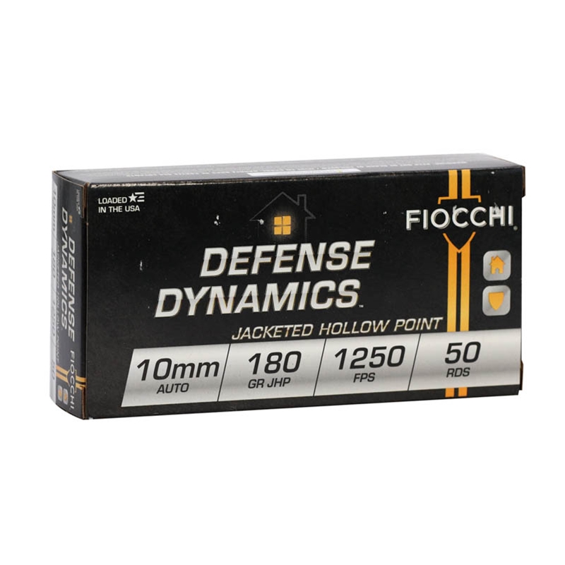 Fiocchi Defense Dynamics 10mm AUTO Ammo 180 Grain Jacketed Hollow Point