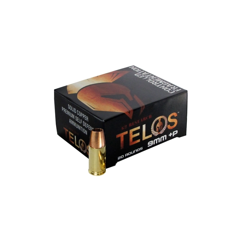 G2R Telos 9mm +P Luger  Ammo 92 Grain Hollow Point Solid Copper Lead-Free 