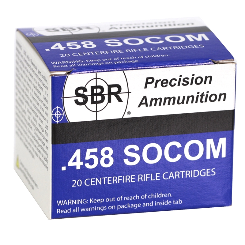 SBR 458 SOCOM Subsonic Ammo 450 Grain Full Metal Jacket
