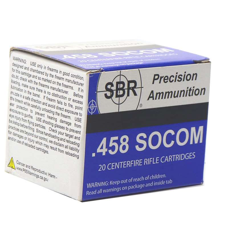 SBR 458 SOCOM Subsonic Ammo 450 Grain Full Metal Jacket