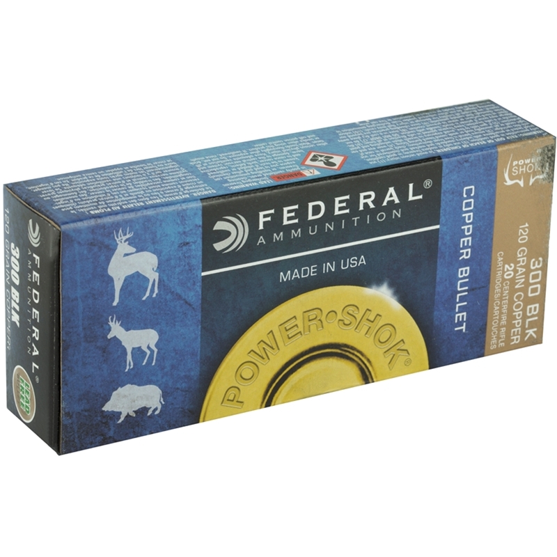 Federal Power-Shok 300 AAC Blackout Ammo 120 Grain Copper Hollow Point Lead Free