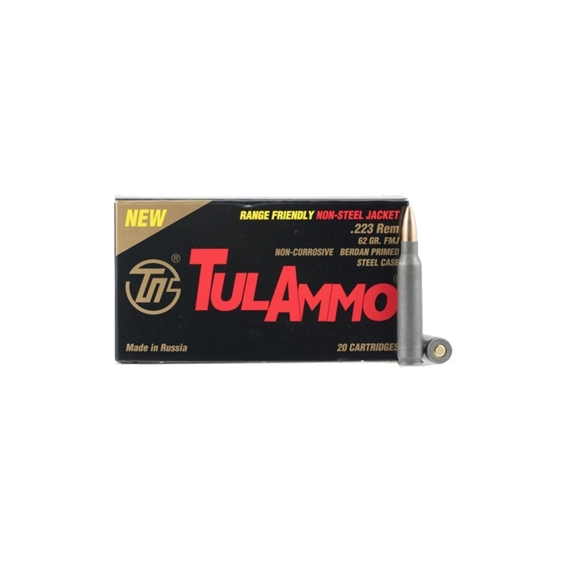TulAmmo Range Friendly 223 Remington Ammo  62 Grain Full Metal Jacket Steel Case