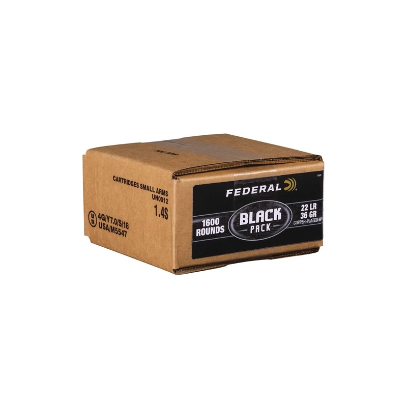 Federal Black Pack 22 Long Rifle Ammo 36 Grain Copper Plated Hollow Point 1600 Rounds