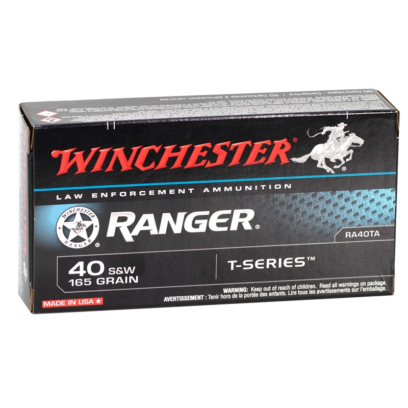 Winchester Ranger 40 S&W Ammunition 165 Grain Jacketed Hollow Point - RA40TA