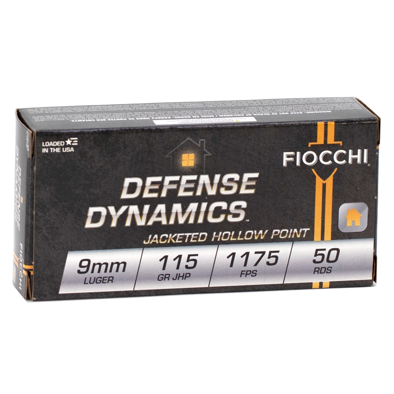 Fiocchi 9mm Luger Ammo 115 Grain Hornady Jacketed Hollow Point
