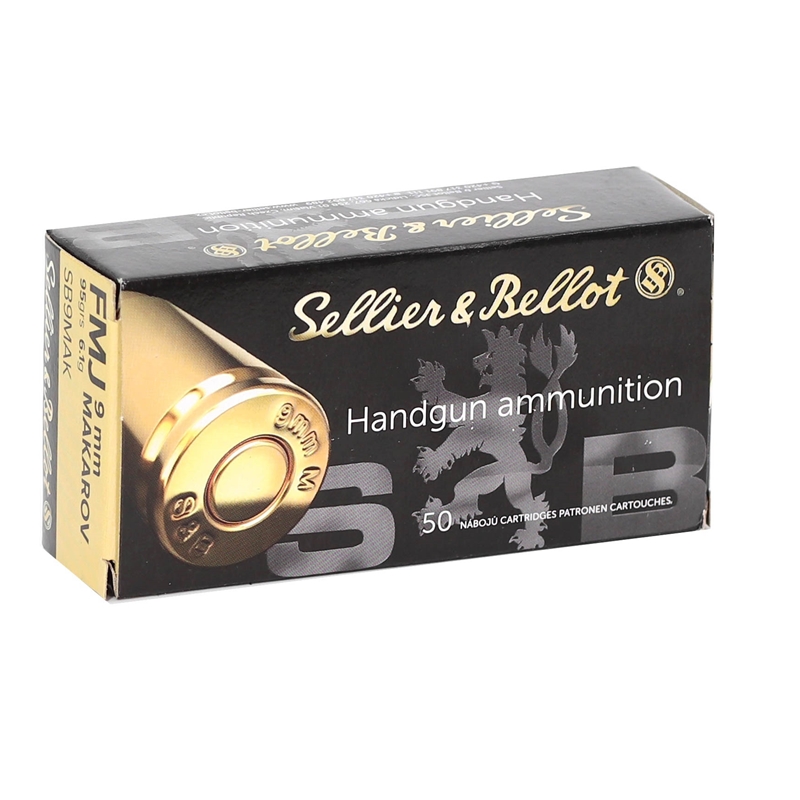Sellier & Bellot 9x18mm Makarov Ammo 95 Grain Full Metal Jacket 