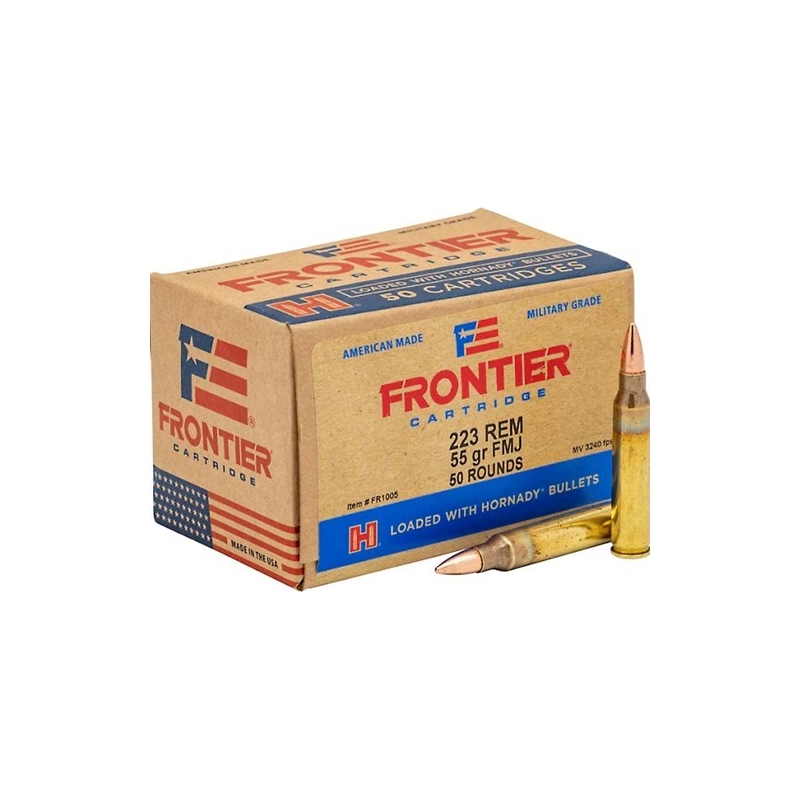 Hornady Frontier 223 Remington Ammo 55 Grain Full Metal Jacket Boat Tail 50 Rounds