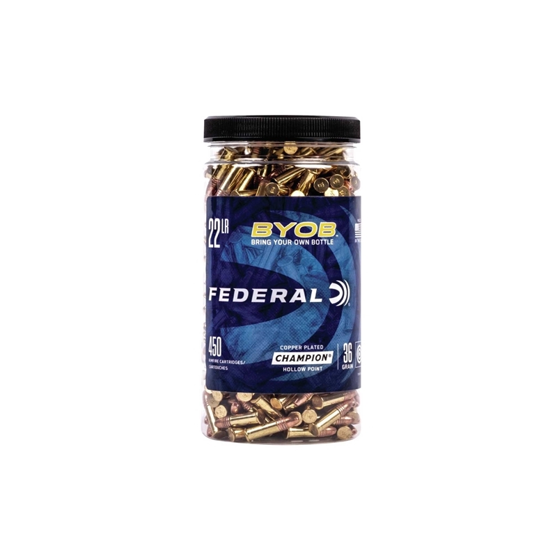 Federal Champion 22 Long Rifle Ammo 36 Grain BYOB Copper Plated Hollow Point 