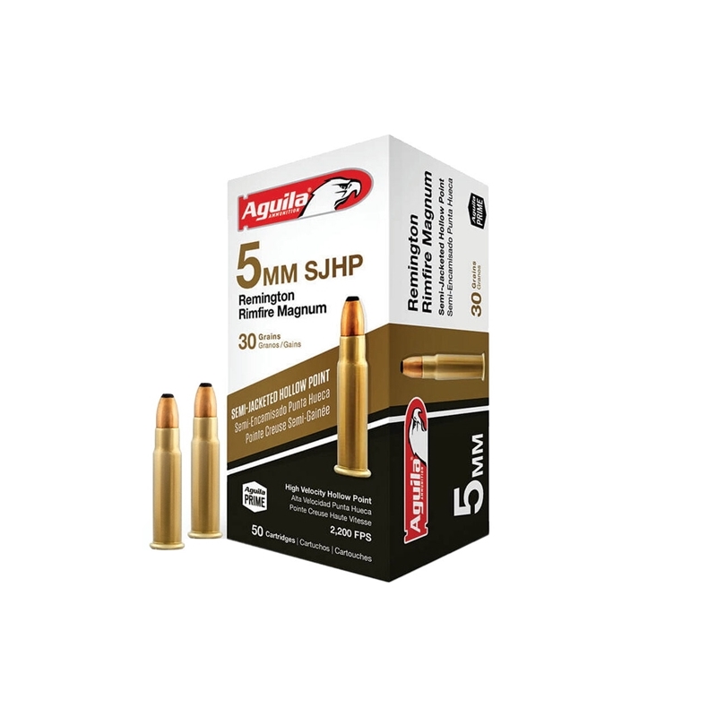 Aguila 5mm Remington Magnum Ammo 30 Grain Semi-Jacketed Hollow Point